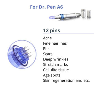 Dr. Pen A6 Cartridges - 10 Pack 12 Needles - Dr.Pen Authorized Distributor - Microneedling Pen