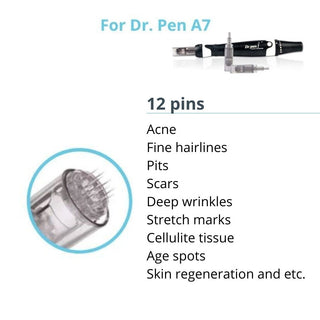 Dr. Pen A7 Cartridges - 10 Pack 12 Needles - Dr.Pen Authorized Distributor - Microneedling Pen